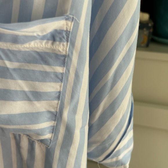 Dex Light Blue and White Striped Casual Short Sleeve Shirt XXL - Picture 11 of 15